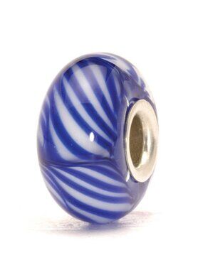 *Retired Trollbeads Arctic Stripes Murano Glass Bead Silver